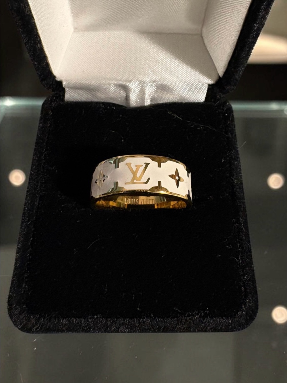 New Stainless Steel White/Gold-Tone Band Ring